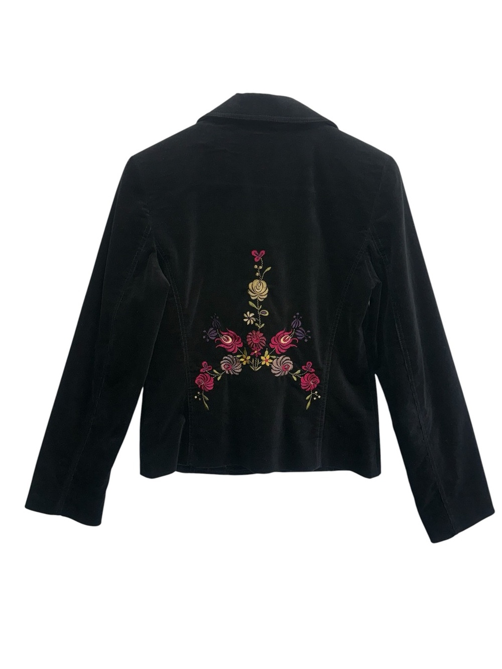 Cynthia Steffe Vintage Black Corduroy Cropped Floral Embroidered Jacket
Size S